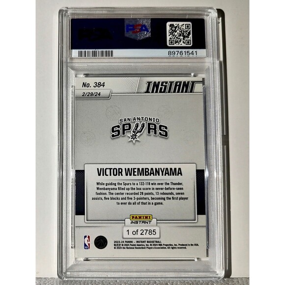 Victor Wembanyama 2023-24 Panini #384 NBA Rookie Card 1 of 2785 PSA 9 MINT - Picture 2 of 2